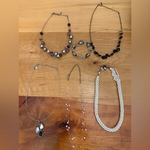 Lia Sophia, 5 Necklaces, bracelet gems stones beads pearls costume jewelry